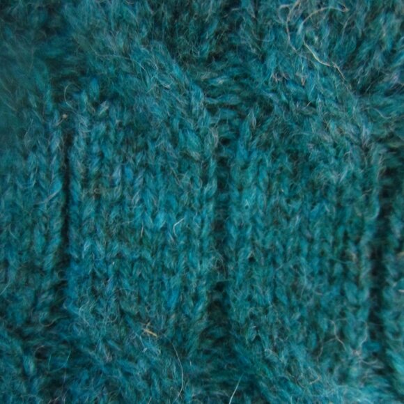 New Appleseeds Womens S Heather Teal Blue Purple Wool Long Sleeve Cable Cardigan - Picture 7 of 10